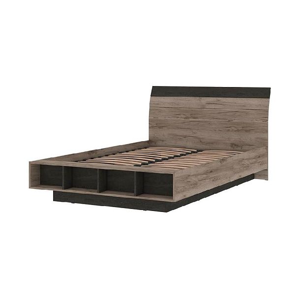 Эдинбург Кровать КР-03 (1440х935х2315) дуб крафт серый/железный камень - Вид 3