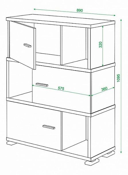 Тумба комбинированная Домино СБ-30/3 Венге - Вид 3