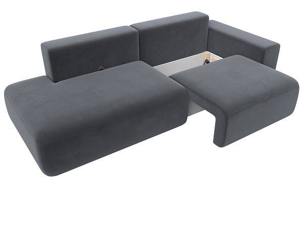 Диван прямой Лига-036 Модерн подлокотник справа Велюр серый - Вид 7