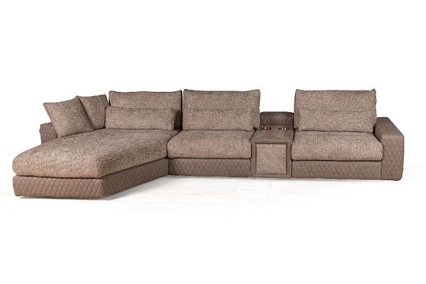 Aldo угловой модульный диван с терминальным шезлонгом, баром и столиком - Вид 2