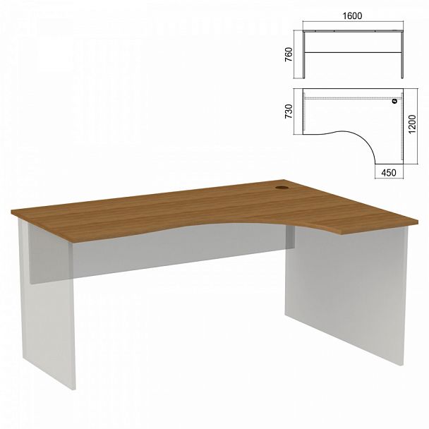 Стол эргономичный ЧАСТЬ 1 "Арго", 1600х1200х760 мм, правый, орех - Вид 1