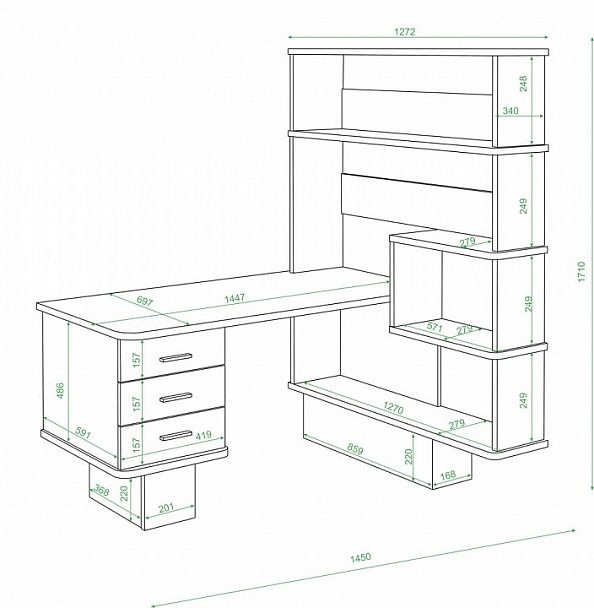 Стол компьютерный СР-520 Карамель/Белый правый - Вид 2