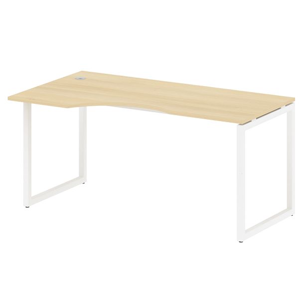 Metal System Quattro Стол криволинейный левый на О-образном м/к 40БО.СА-1 (L) Акация/Белый металл 1600*900*750 - Вид 1