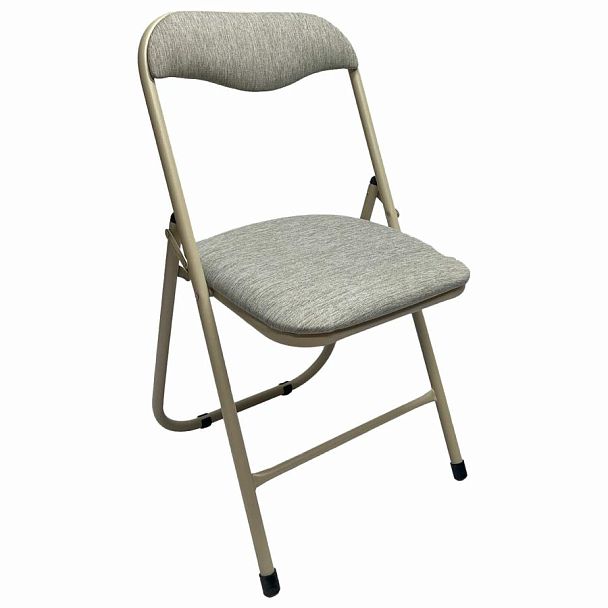 Стул складной для дома и офиса РС04, бежевый перламутровый каркас, рогожка бежевая - Вид 2