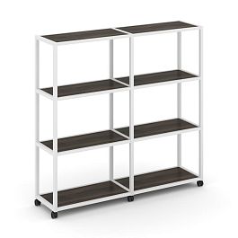 Shelf Mobile Стеллаж 4 уровня 2 секции VR.LT-STK-411.10 Дуб Мали/Металл Белый 1970*400*1523 - Фото предпросмотра