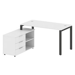 Metal System Р. ст. с тумбой на П-образном м/к БП.РС-СТС-2.3 (L) Белый/Антрацит металл 1500*1520*750 - Фото предпросмотра