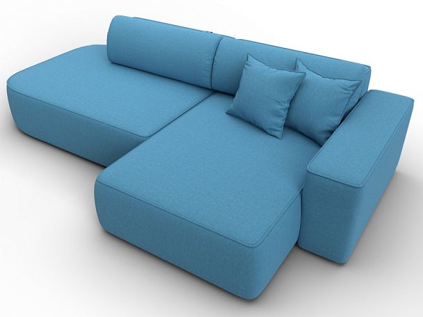 Диван угловой Лига-065 БП угол правый Рогожка голубой - Вид 6