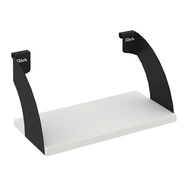 Навесные полки. Кронштейны+ЛДСП полка 400мм MAN-41-4 Белый бриллиант/Чёрный металл 400*220*200 - Вид 1