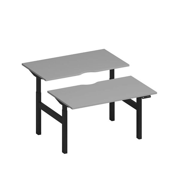 Рабочая станция на электроприводе с вырезами Elevo А2 ЧР 102.2 СЕ серый / черный гладкий - Вид 1