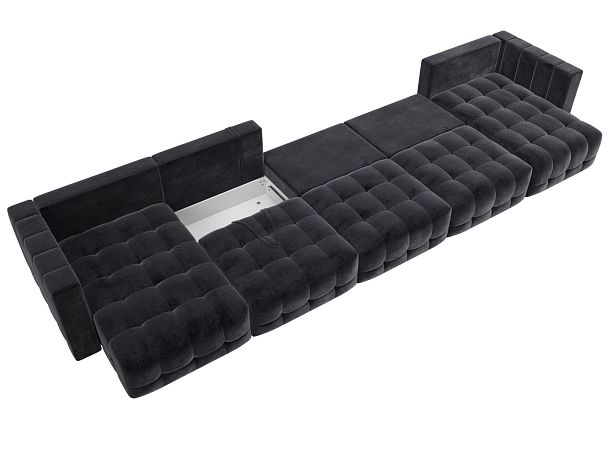 Диван П-образный Лига-052 НПБ МегаЛонг Велюр серый - Вид 9
