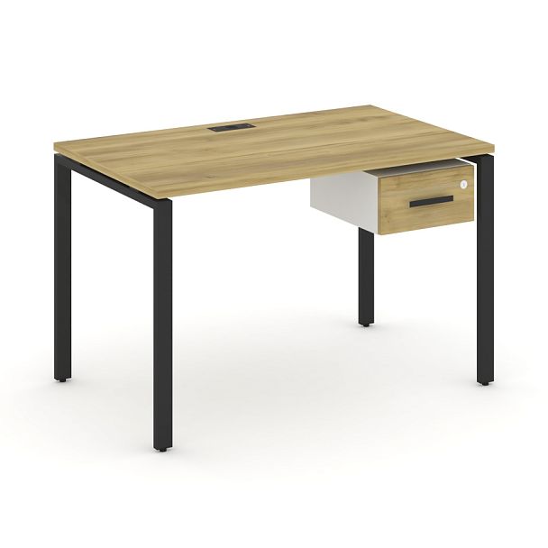 Concept Стол рабочий с подвесной тумбой с одним ящ. CN.SP-110 W Дуб Винченцо/Белый Бриллиант/Металл Черный 1180*720*750 - Вид 1