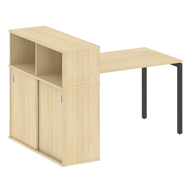 Metal System Quattro Стол письменный с шкафом-купе на П-образном м/к 40БП.РС-СШК-3.2 Т Акация/Антрацит металл 1610*1120*1098 - Вид 1