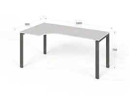 UNITY РМСУ9-16L БЕЛЫЙ Стол на металлокаркасе угловой левый 1600х900х750 - Фото предпросмотра