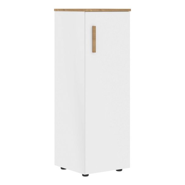 Шкаф колонка с глухой средней дверью и топом FMC 40.1(R) Белый премиум/Дуб Гамильтон 404х429х1213 - Вид 1