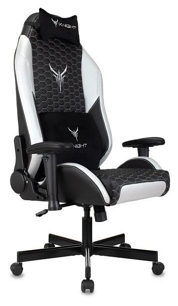 Кресло игровое Knight Neon черный/серебряный соты экокожа с подголов. крестов. металл - Вид 1