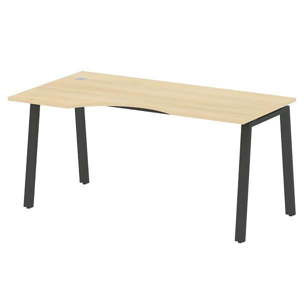 Metal System Стол криволинейный левый на А-образном м/к БА.СА-1 (L) Акация/Антрацит металл 1600*900*750 - Вид 1