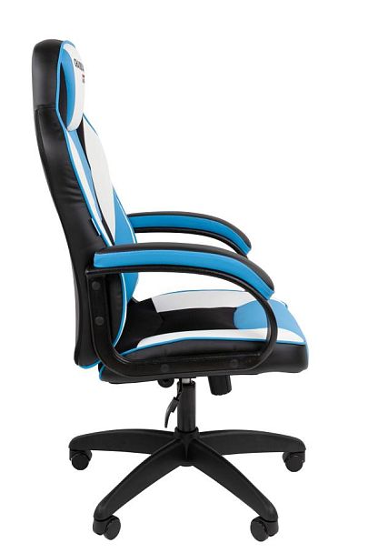 Кресло Chairman game 17 Россия экокожа черный/голубой/белый - Вид 3