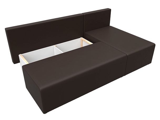 Угловой диван Поло правый (полностью экокожа коричневая) - Вид 7