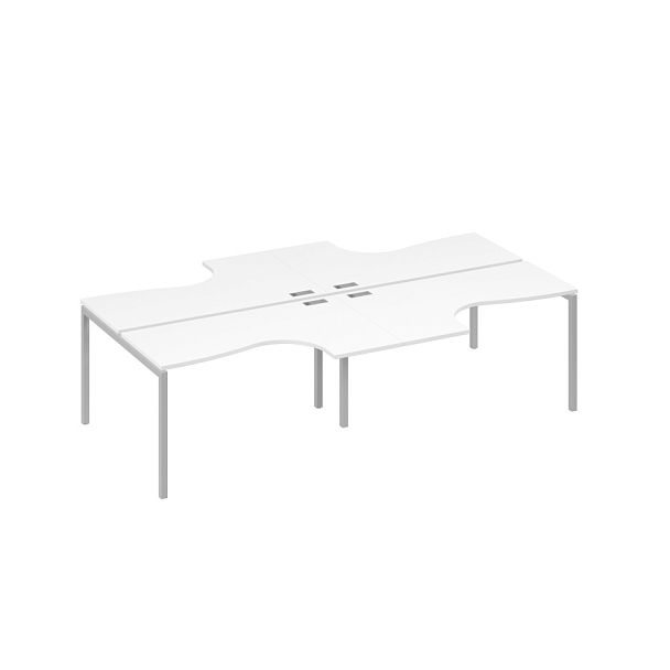 Рабочая станция DUE (4х140) столы эргономичными Классика A4 А4 Б2 181-2 БП белый премиум / металлокаркас серый - Вид 1