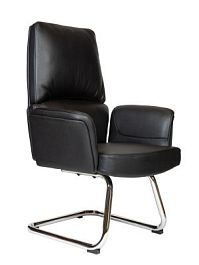 Кресло офисное / Bonno CF  / черная  кожа/ алюминевая база - Фото предпросмотра