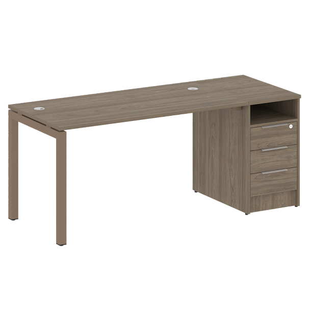 Metal System Quattro Р. ст. с тумбой на П-образном м/к 50БП.РС-СТП-1.3 Вяз/Мокко металл 1812*720*750 - Вид 1