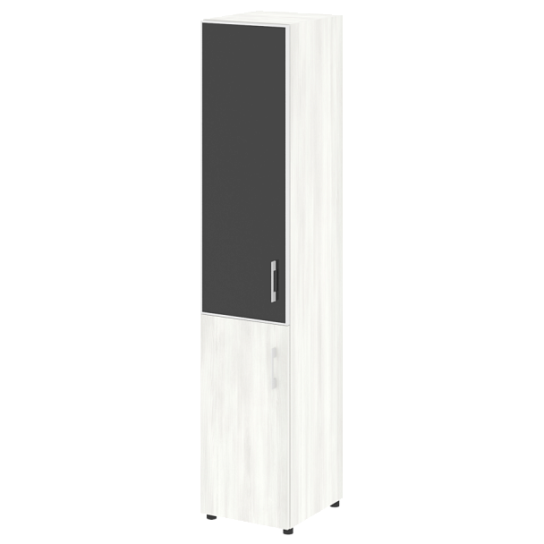 Yalta Шкаф узкий LT.SU-1.2 R (L) black Снежная патина/Стекло black 400*450*1987 - Вид 1