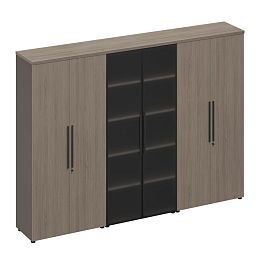 Шкаф комбинированный (закрытый-стекло-закрытый) U.RUS РС 324 ДЧ/ЛС дуб виченца/лава серая - Фото предпросмотра