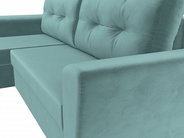 Угловой диван Амстердам Лайт левый (полностью Велюр бирюзовый) - Вид 4