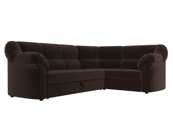 Диван угловой Карнелла правый (полностью микровельвет коричневый) - Вид 3