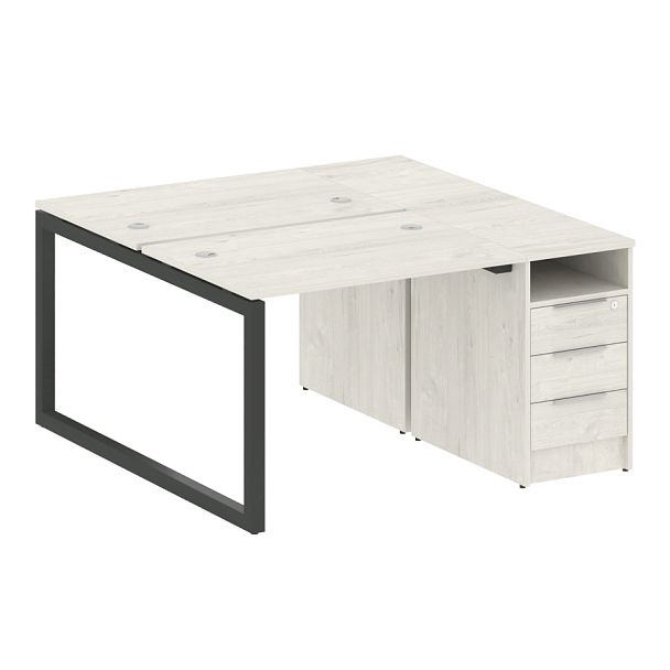 Metal System Quattro Р. ст. с тумбой на О-образном м/к 50БО.РС-СТП-2.1 Дуб наварра/Антрацит металл 1412*1475*750 - Вид 1