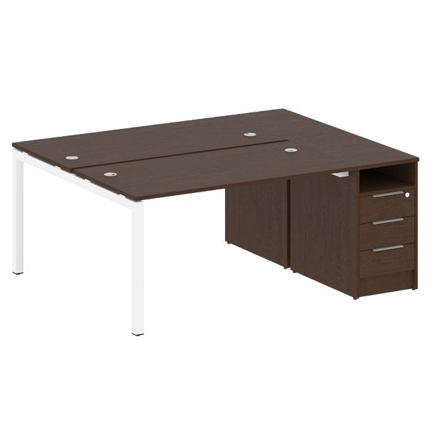 Metal System Quattro Р. ст. с тумбой на П-образном м/к 50БП.РС-СТП-2.3 Венге/Белый металл 1812*1475*750 - Вид 1