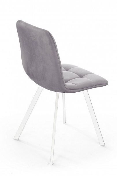 Стул UNO, бархат светло-серый 26/ белый профиль - Вид 4