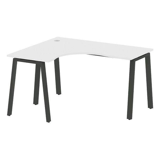 Metal System Стол криволинейный левый на А-образном м/к БА.СА-3 (L) Белый/Антрацит металл 1400*1200*750 - Вид 1