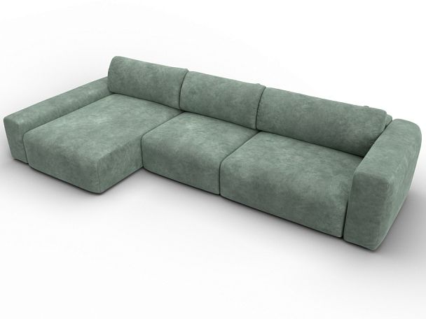 Диван угловой Лига-066 НПБ Лонг угол левый Велюр зеленый - Вид 6