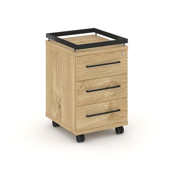 Rift Тумба мобильная усиленная + рамка RF.TM-003 Тиквуд Светлый/Металл Черный 416*460*665 - Вид 1
