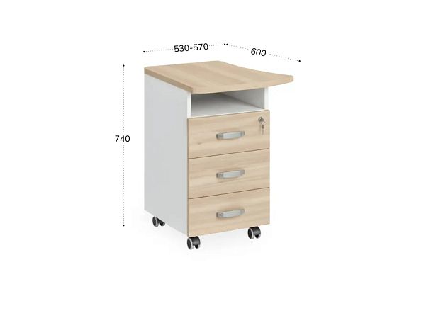 БЕРЛИН / BERLIN Тумба приставная левая 530х600х740 Акация/Белый - Вид 2
