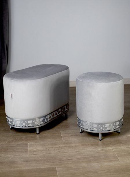 Банкетка Sheffilton SHT-B20-1 серое облако/хром лак - Вид 5