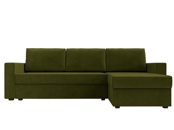 Угловой диван Траумберг Лайт правый (полностью микровельвет зеленый) - Вид 2
