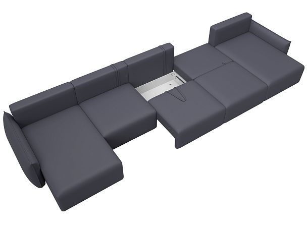 Диван П-образный Лига-051 НПБ МегаЛонг Экокожа серый - Вид 8