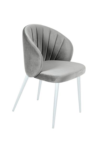 Стул Mont Blanc, бархат серый 02 / белый конус - Вид 1