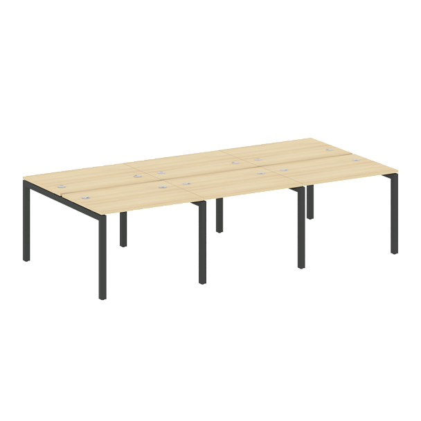 Metal System Quattro Р. ст. на 6 раб. места на П-образном м/к 50БП.СМ-6.1 Акация/Антрацит металл 3000*1475*750 - Вид 1