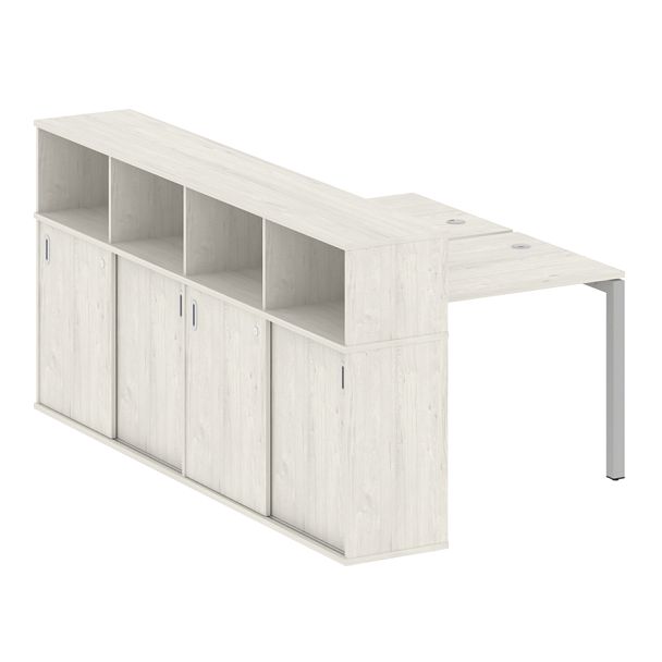 Metal System Quattro Р. ст. с шкафом-купе на П-образном м/к 50БП.РС-СШК-4.1 Т Дуб наварра/Серый металл 1410*2332*1098 - Вид 1