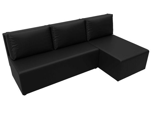 Угловой диван Поло правый (полностью экокожа черная) - Вид 5