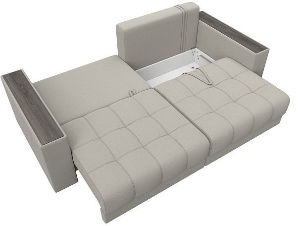 Диван прямой с декором Лига-049 НПБ Рогожка бежевый - Вид 9