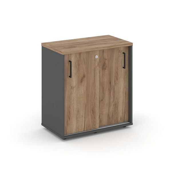 Стайл Проджект Тумба опорная/приставная SN.TOP-042 Антрацит/Дуб Табак/Черный Ручки 700*400*750 - Вид 1