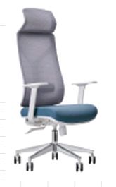 Кресло руководителя Аспро с подголовником CAP80SW/обивка спинка сетка, сиденье ткань серый, крестови "Кресла для руководителей"  ТК-001818000011 серый - Фото предпросмотра