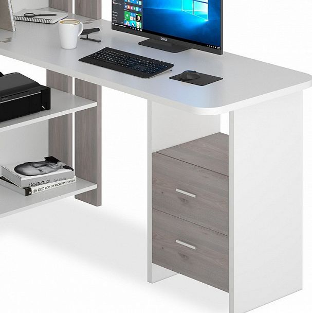 Стол компьютерный Домино Lite СТЛ-ОВ+С120Р Белый/Нельсон - Вид 3