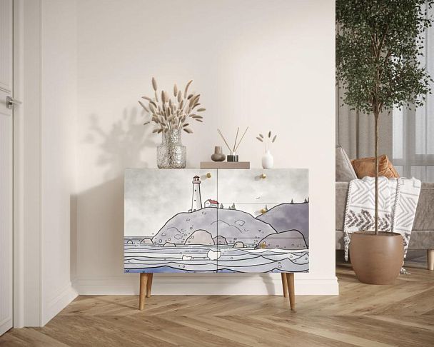 Комод Berber три ящика и дверка арт BB34/Print_51 - Вид 4