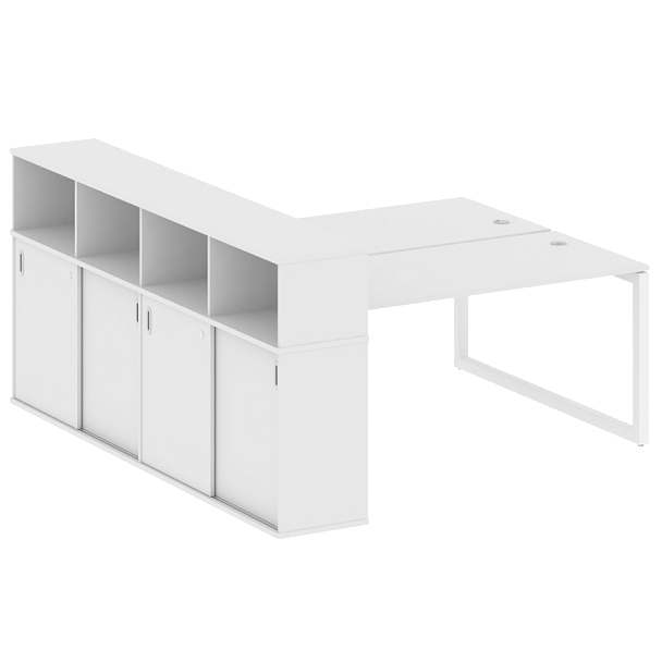 Metal System Quattro Р. ст. с шкафом-купе на О-образном м/к 50БО.РС-СШК-4.4 Т Белый/Белый металл 2010*2332*1098 - Вид 1
