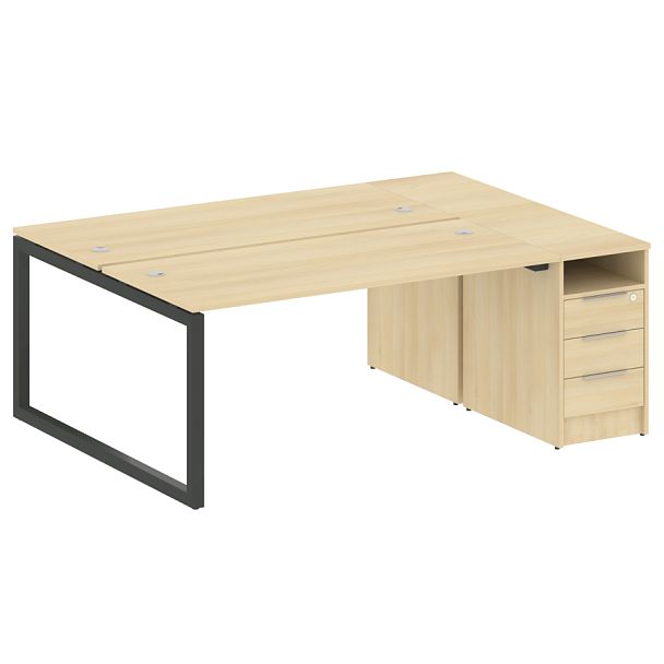 Metal System Quattro Р. ст. с тумбой на О-образном м/к 50БО.РС-СТП-2.4 Акация/Антрацит металл 2012*1475*750 - Вид 1